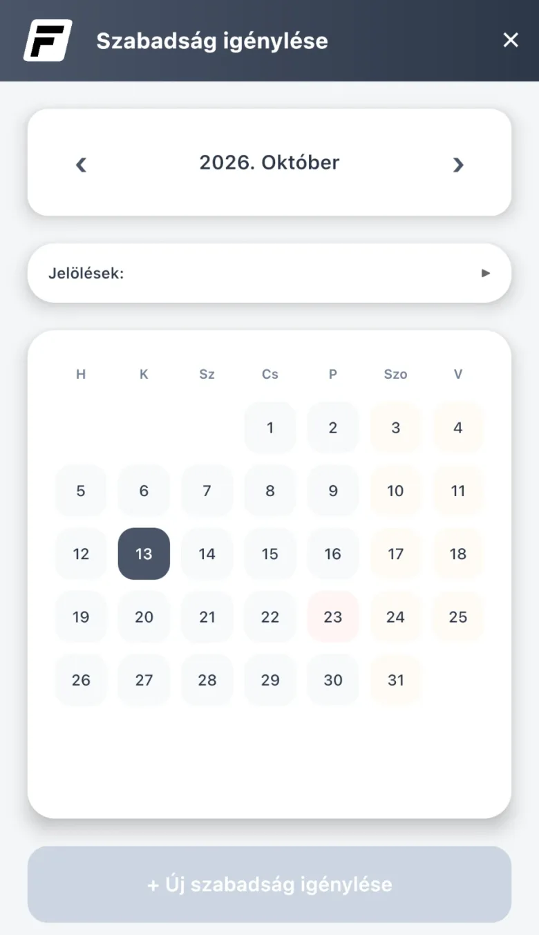 Leave request with calendar